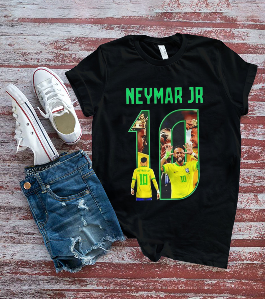 Neymar Jr 10 Brazil Soccer Iconic Celebration Images T-Shirt