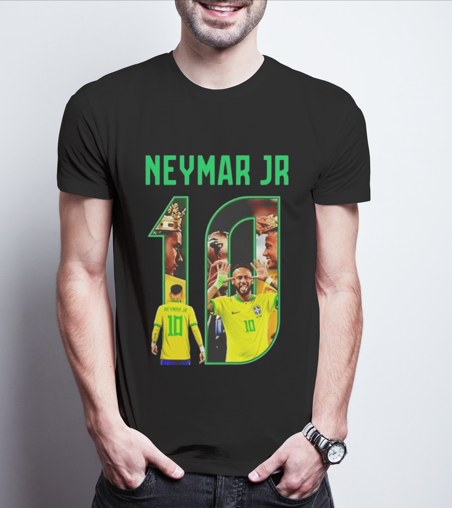 Neymar Jr 10 Brazil Soccer Iconic Celebration Images T-Shirt