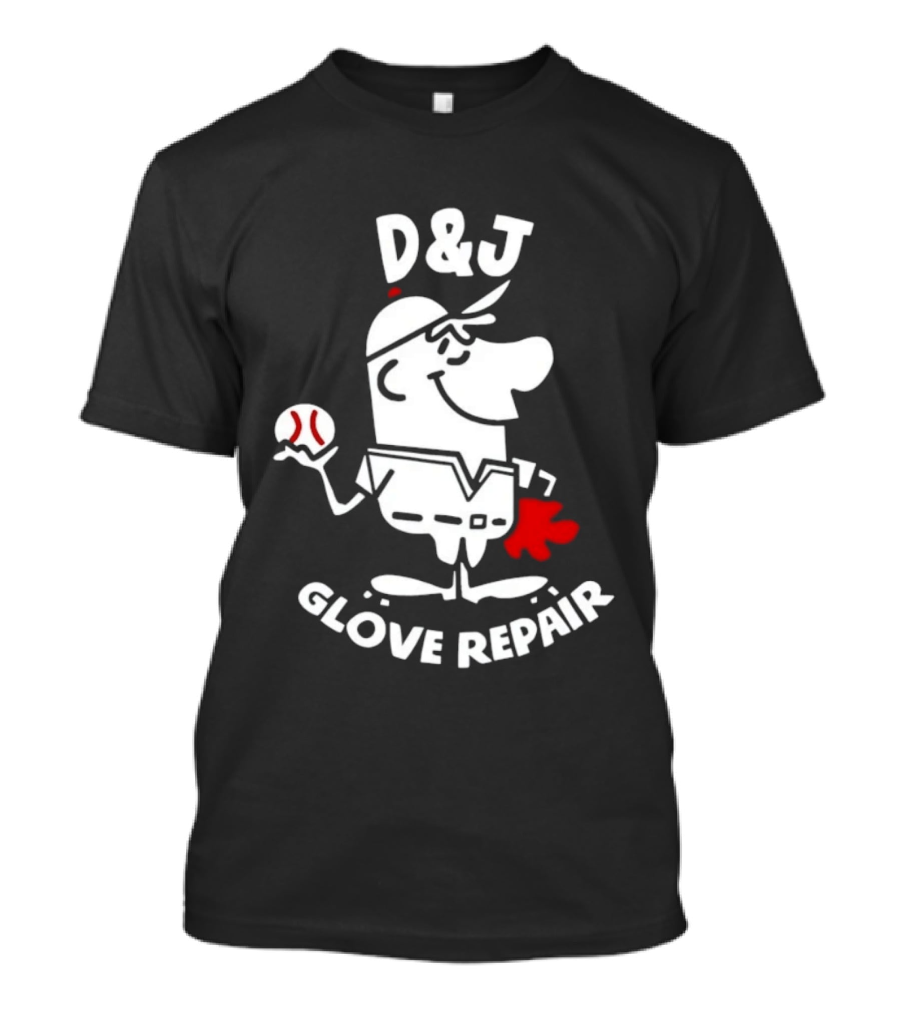 D And J Glove Repair Baseball Cartoon T-Shirt