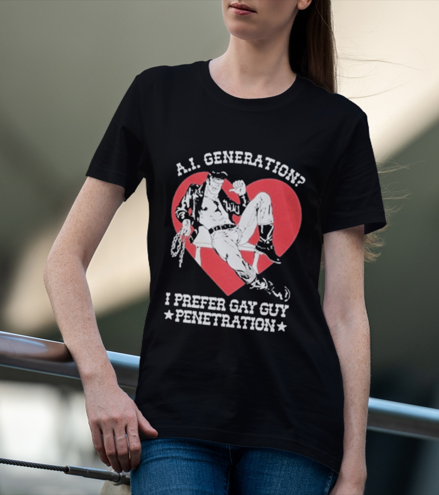 A.I. Generation I Prefer Gay Guy Penetration Heart T-Shirt