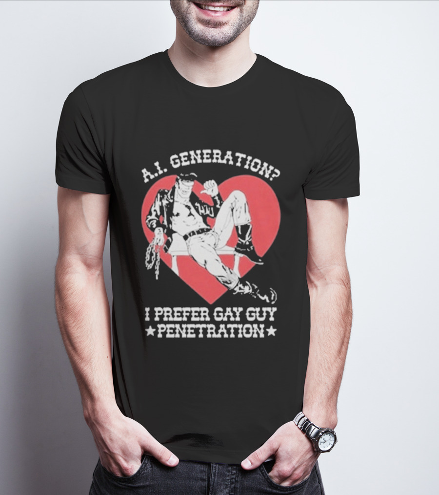 A.I. Generation I Prefer Gay Guy Penetration Heart T-Shirt