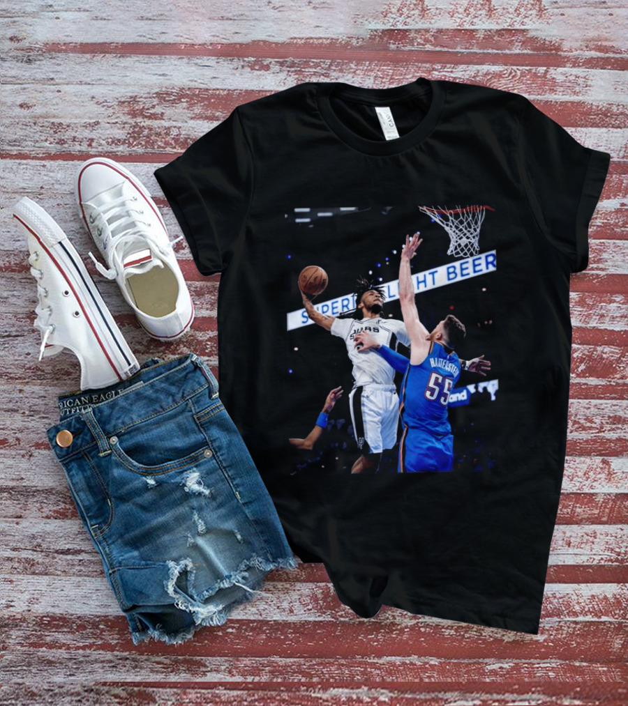 Spurs Dunk Over Hartenstein NBA Basketball Action T-Shirt