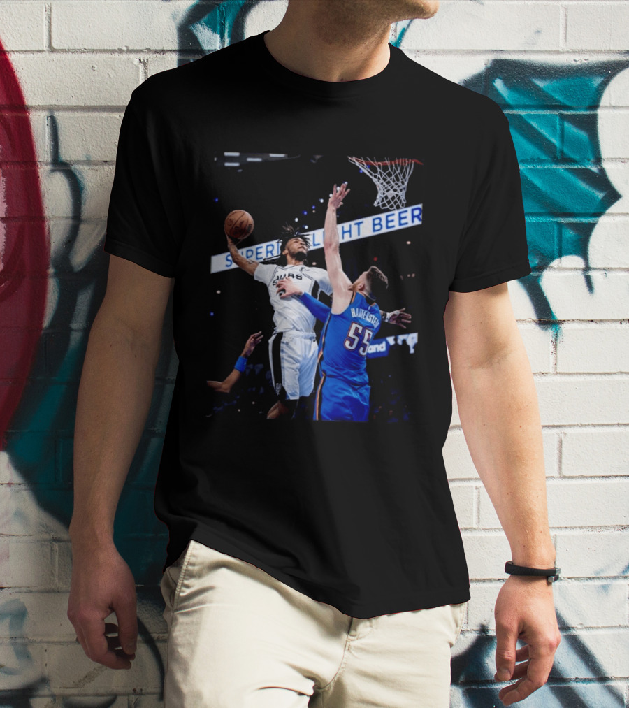 Spurs Dunk Over Hartenstein NBA Basketball Action T-Shirt