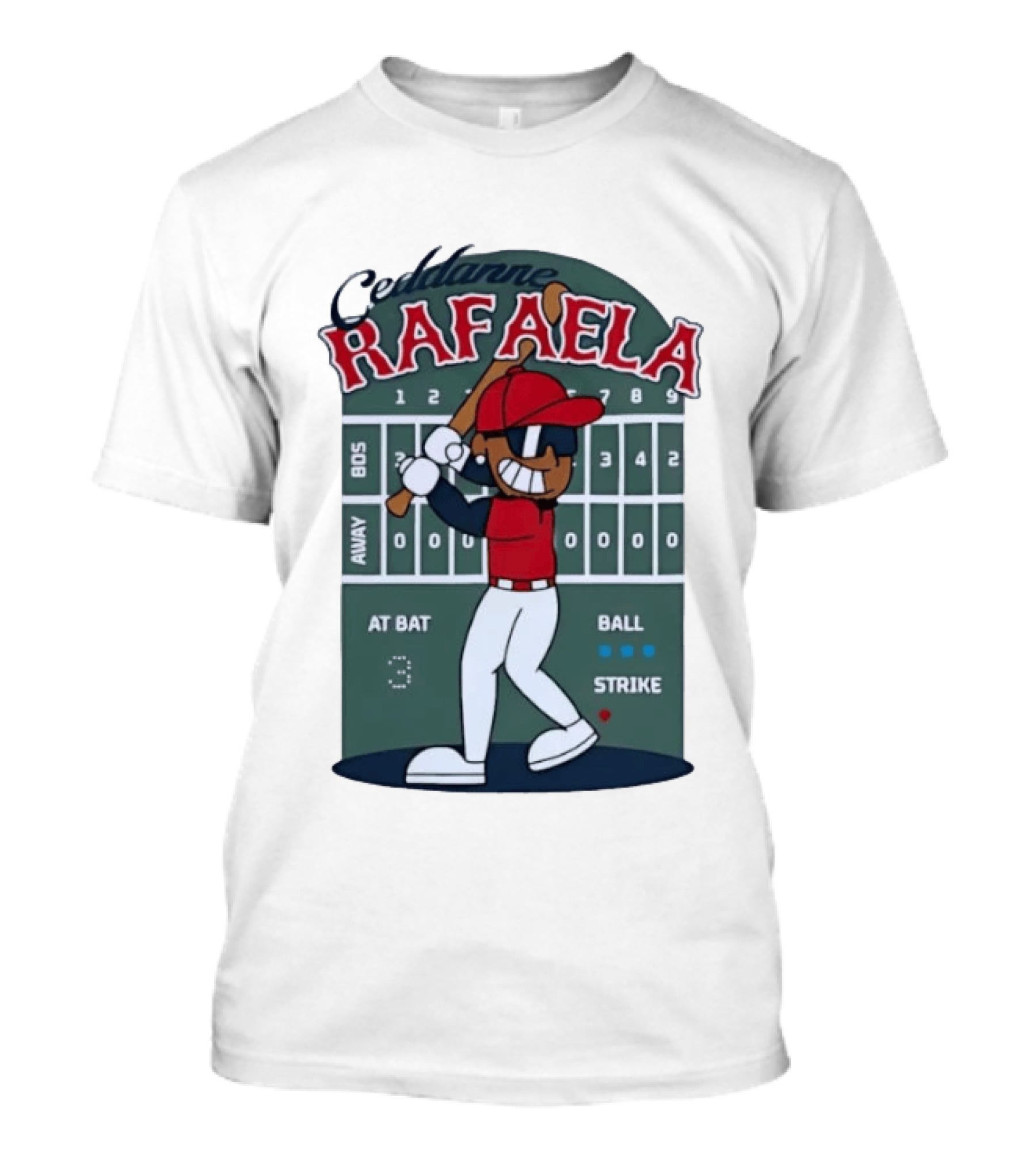 Ceddanne Rafaela Boston Red Sox MLB At Bat Scoreboard T-Shirt