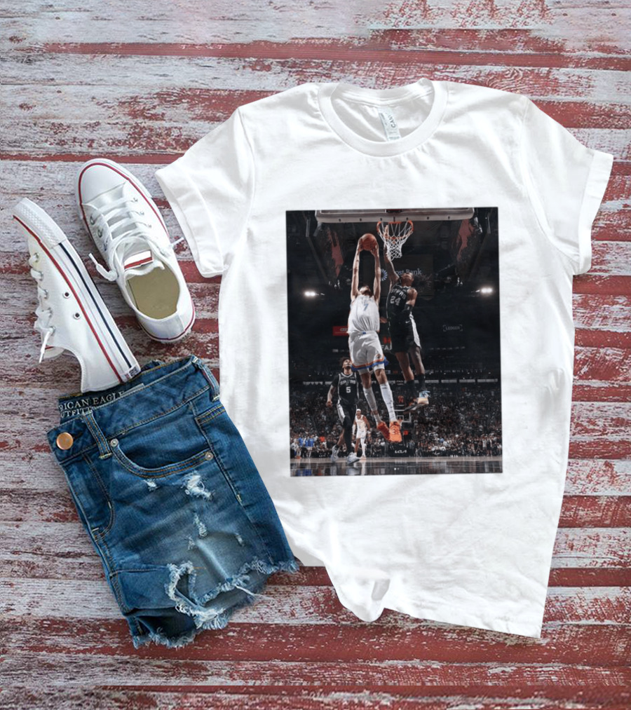 Spurs Devin Vassell Blocks Thunder Chet Holmgren NBA Basketball Moment T-Shirt