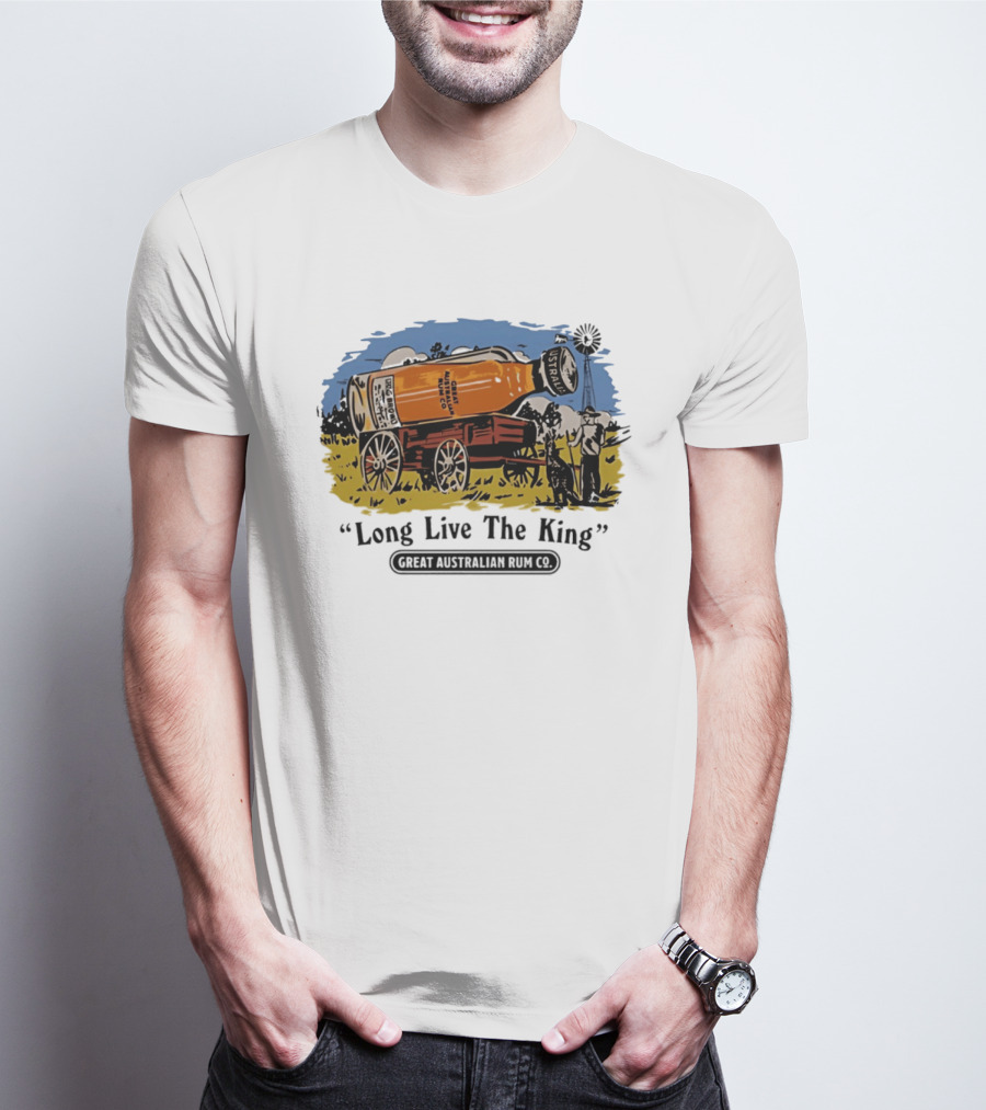 Long Live The King Great Australian Rum Co Vintage Wagon Scene T-Shirt