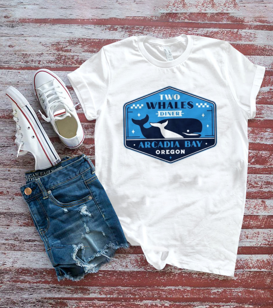 Two Whales Diner Arcadia Bay Oregon Crest T-Shirt