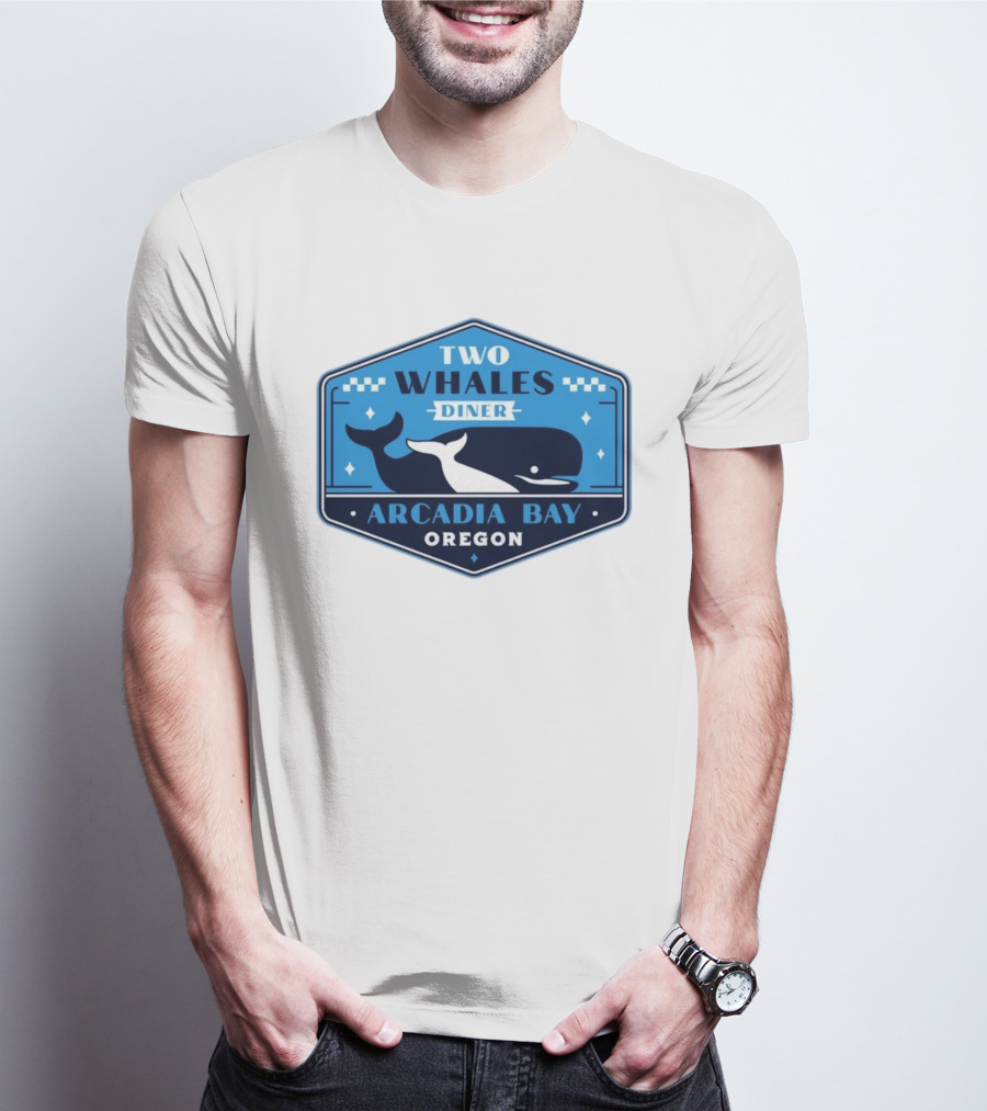 Two Whales Diner Arcadia Bay Oregon Crest T-Shirt
