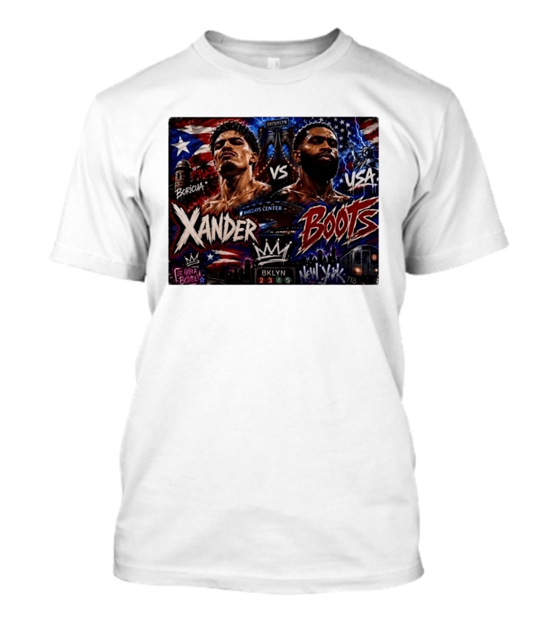 Xander Boots Boricua Vs USA Barclays Center Brooklyn NYC 718 T-Shirt