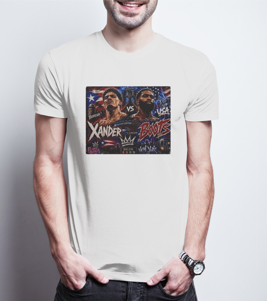 Xander Boots Boricua Vs USA Barclays Center Brooklyn NYC 718 T-Shirt