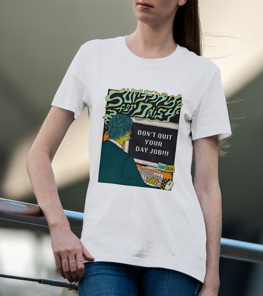 Surfing For Daisy Tour 2026 Don't Quit Your Day Job Retro Comic T-Shirt