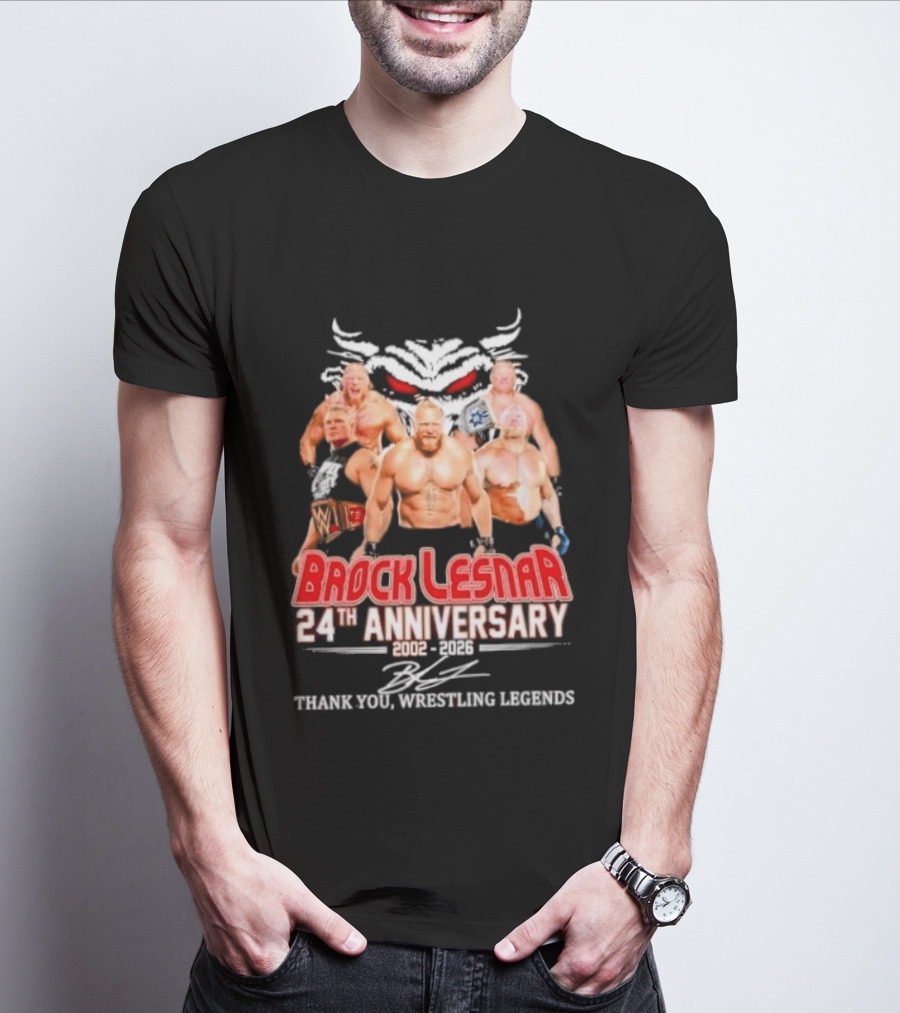 Brock Lesnar 24th Anniversary 2002 2026 Thank You Wrestling Legends T-Shirt