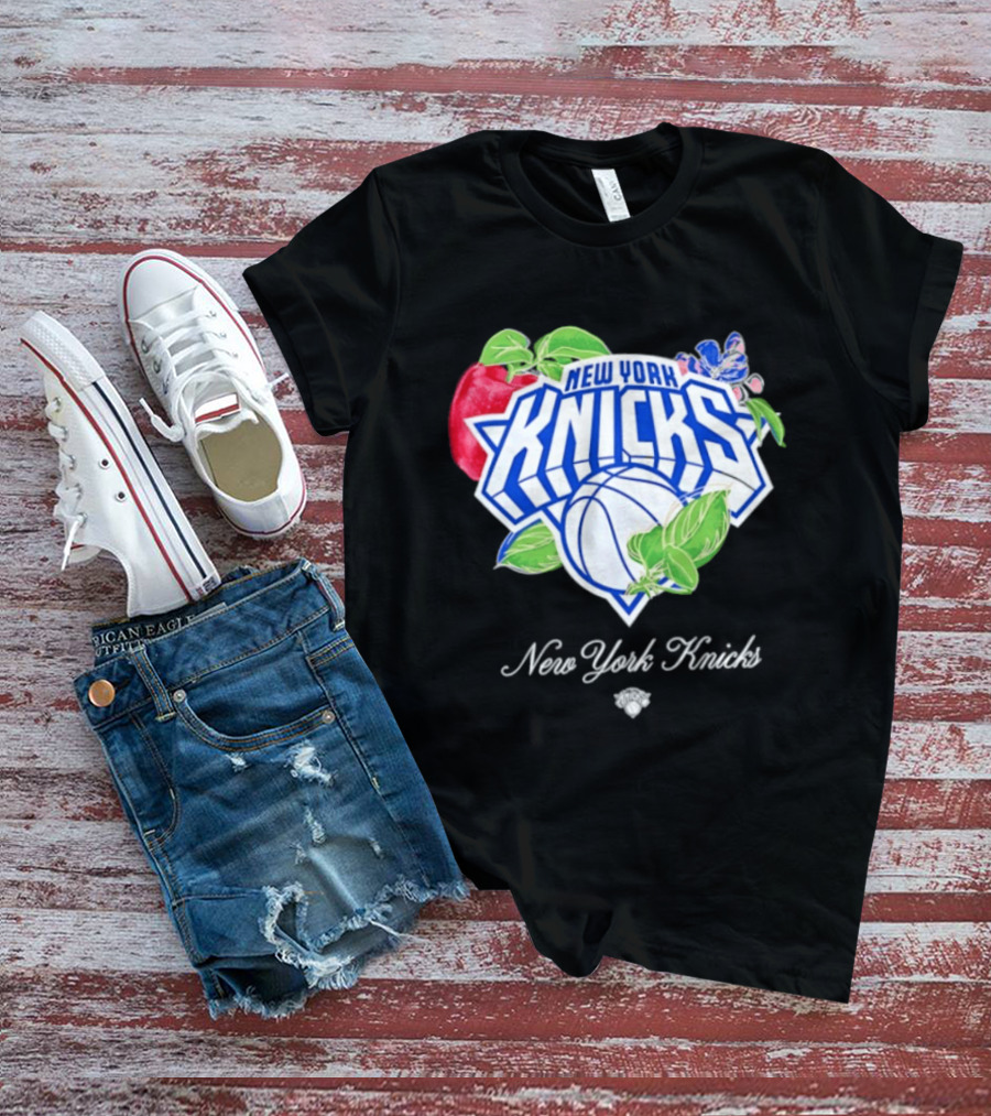 New York Knicks Lifestyle Capsule Floral Fruit Apple Basketball T-Shirt