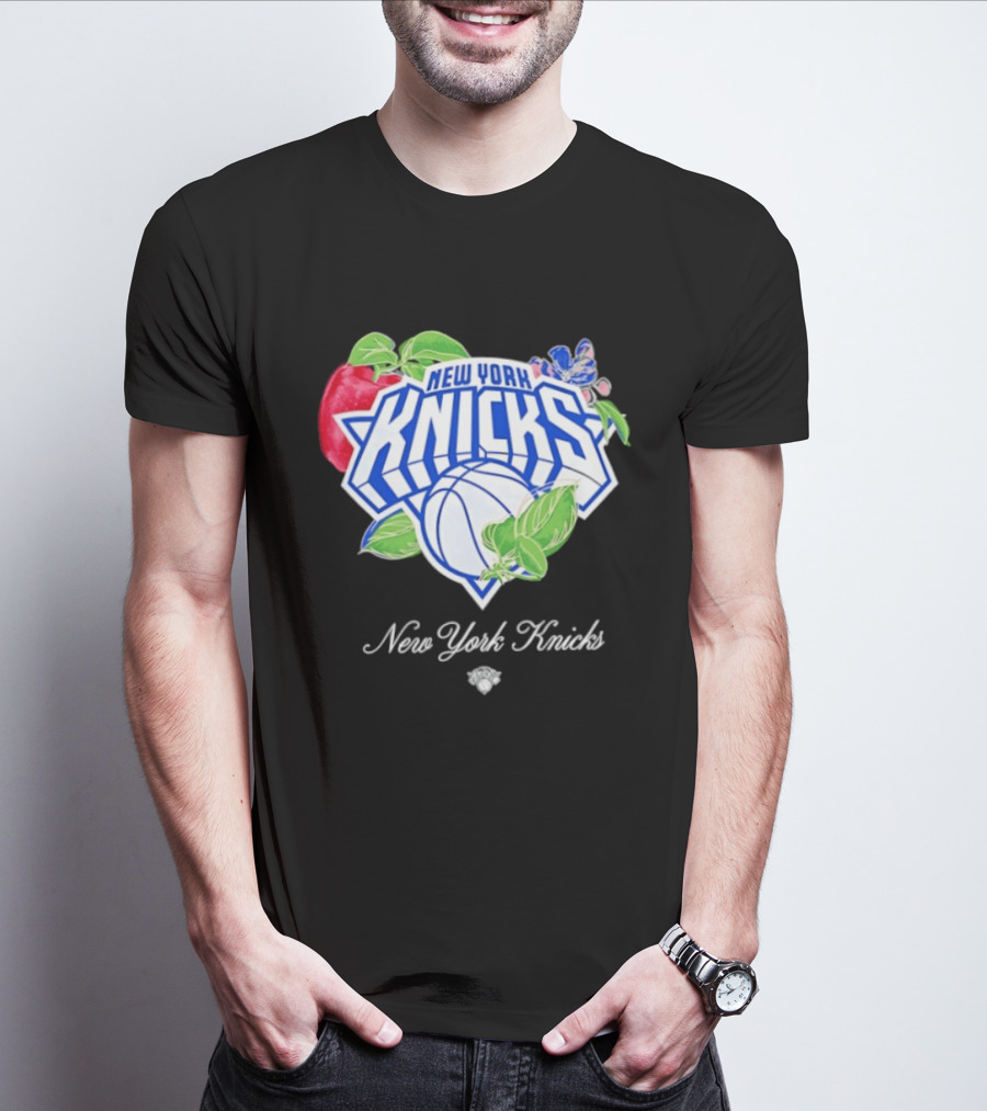 New York Knicks Lifestyle Capsule Floral Fruit Apple Basketball T-Shirt