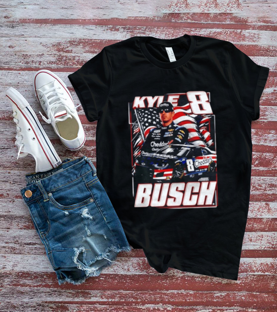 Kyle Busch 8 Cheddar's Racing With American Flag T-Shirt