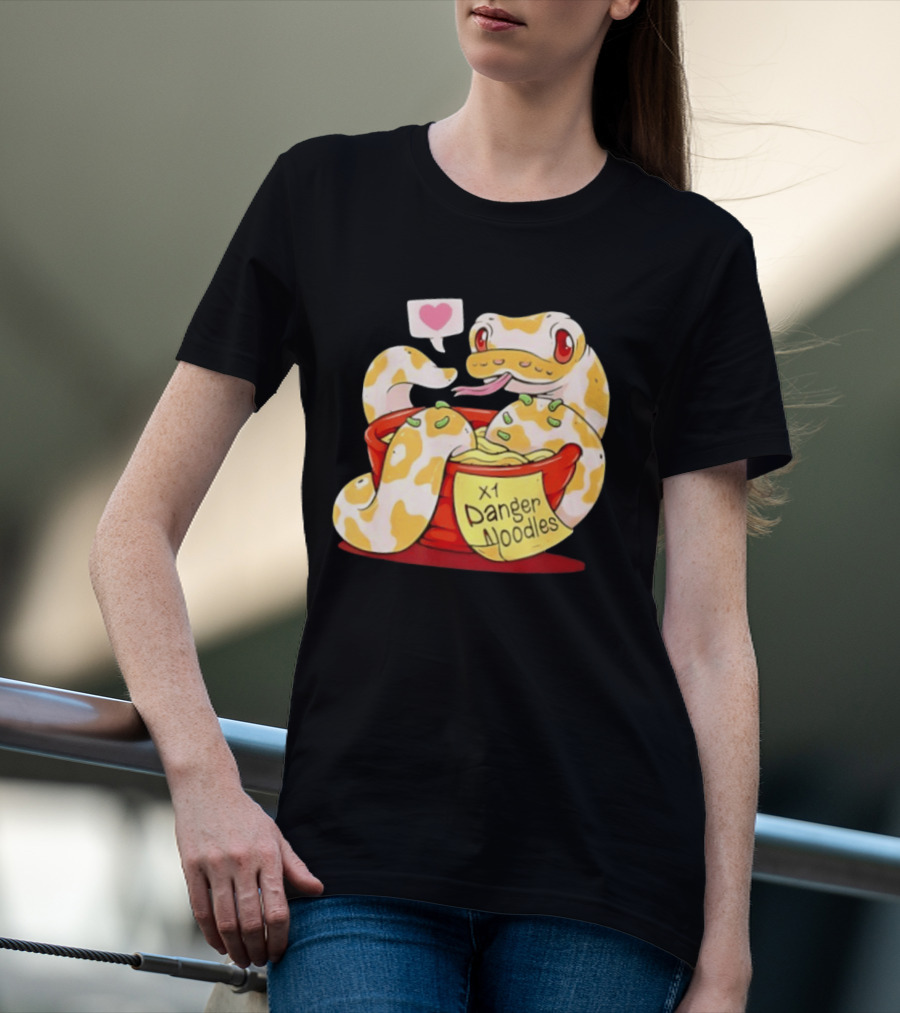 Snake Love X1 Danger Noodles Cartoon Cute Snake With Heart Speech Bubble T-Shirt