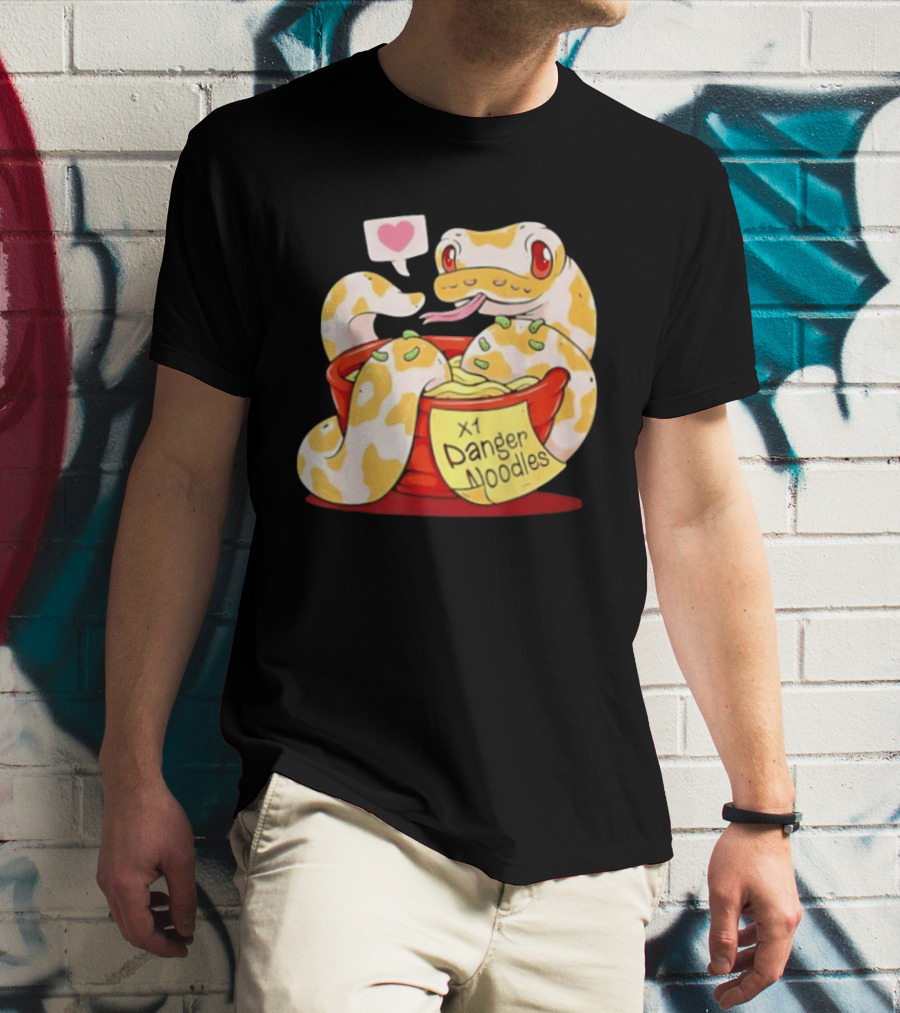 Snake Love X1 Danger Noodles Cartoon Cute Snake With Heart Speech Bubble T-Shirt