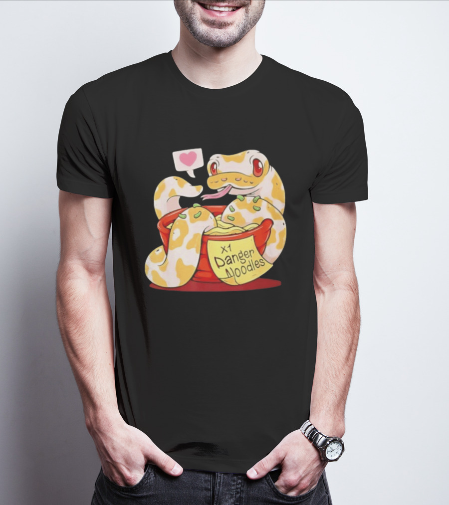 Snake Love X1 Danger Noodles Cartoon Cute Snake With Heart Speech Bubble T-Shirt