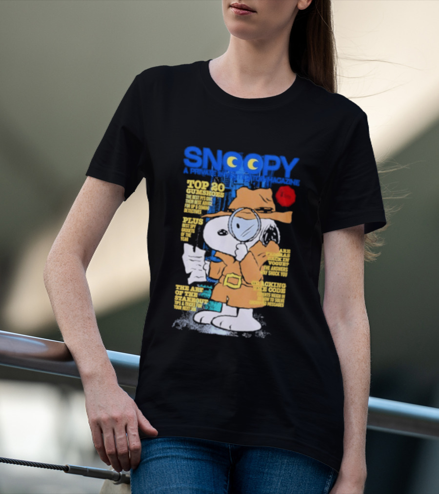 Snoopy Top 20 Clues Uncover Mystery Solved Peanuts Detective Investigator T-Shirt