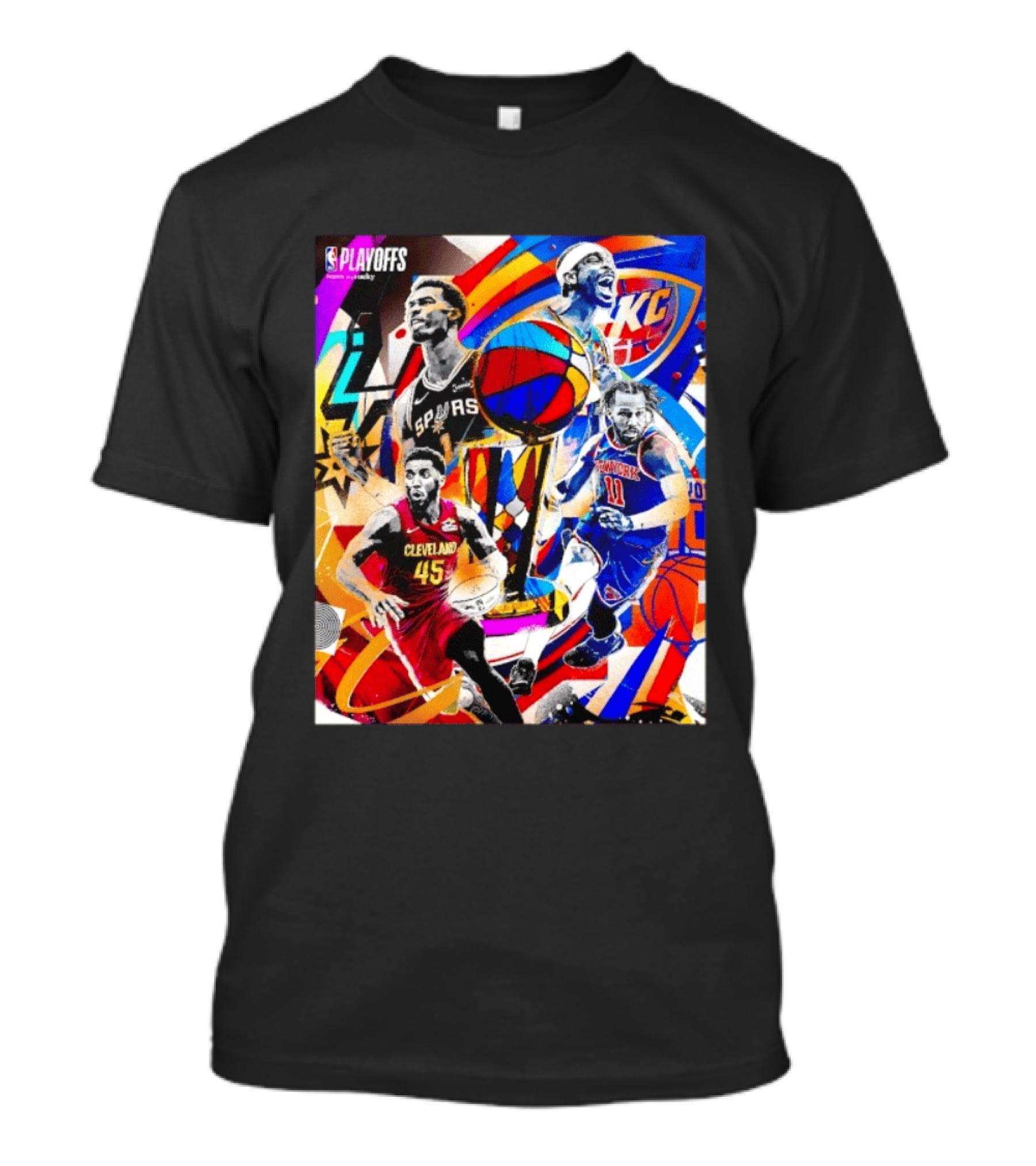 NBA Playoffs Spurs Thunder Cavaliers Knicks Star Players Wemby Alexander Brunson Mitchell T-Shirt
