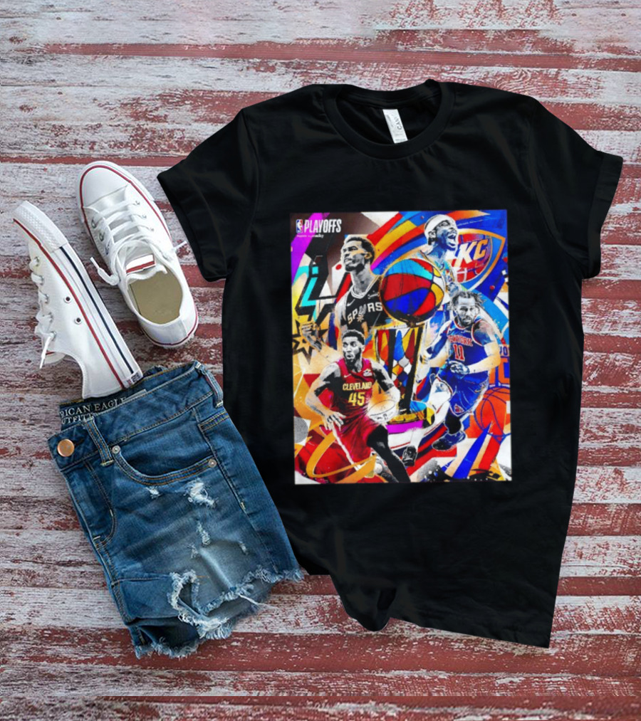NBA Playoffs Spurs Thunder Cavaliers Knicks Star Players Wemby Alexander Brunson Mitchell T-Shirt