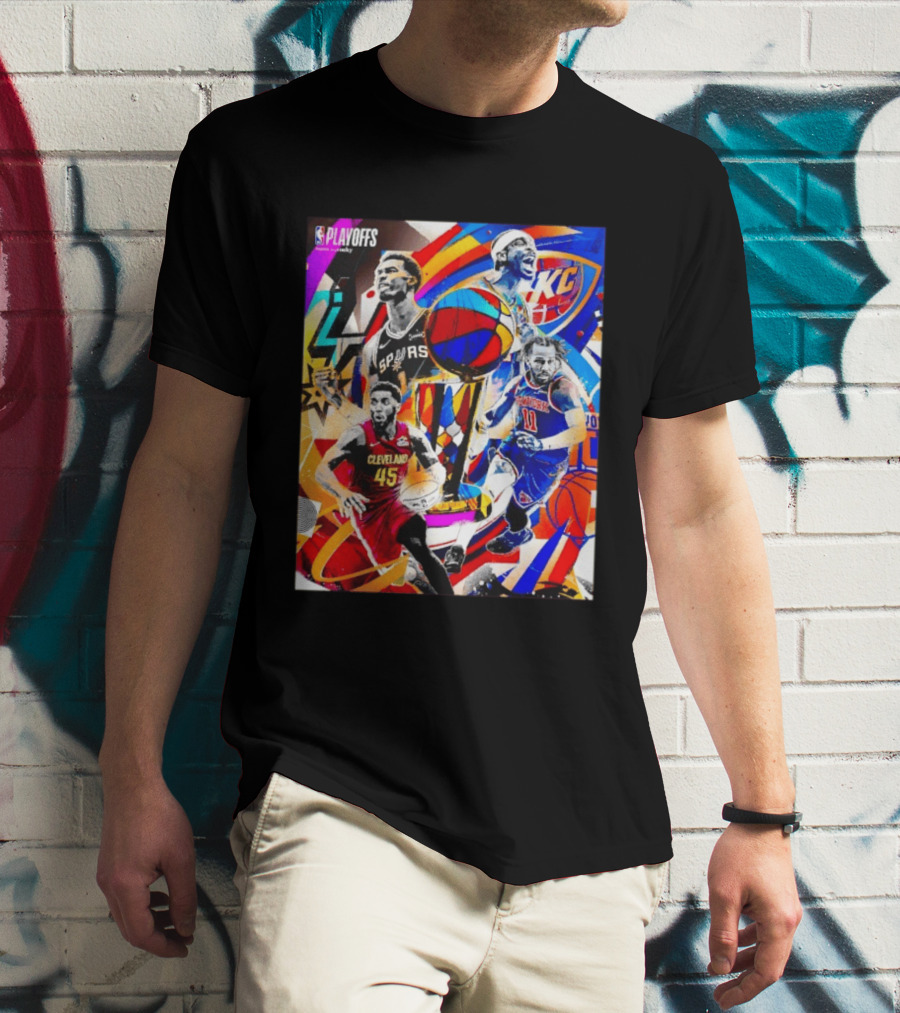 NBA Playoffs Spurs Thunder Cavaliers Knicks Star Players Wemby Alexander Brunson Mitchell T-Shirt