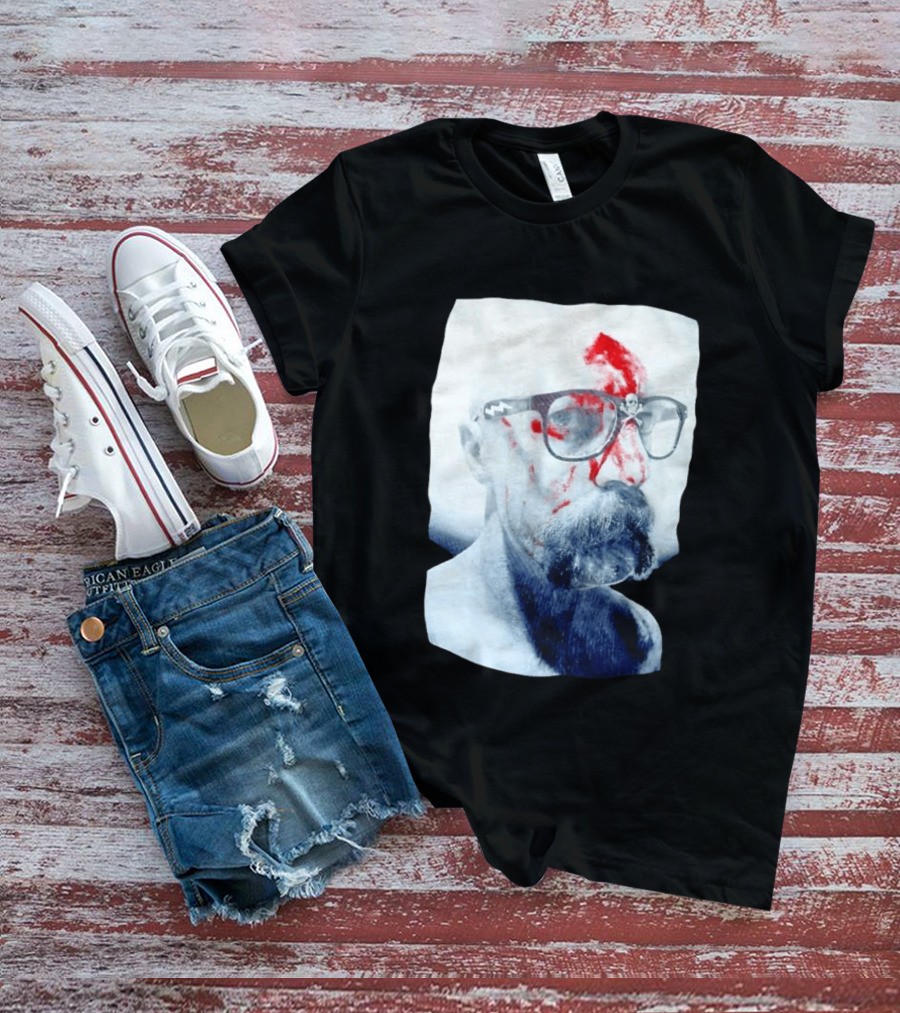 Bald Man With Bloody Beard And Skull Glasses T-Shirt