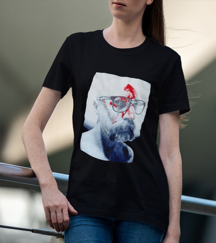 Bald Man With Bloody Beard And Skull Glasses T-Shirt