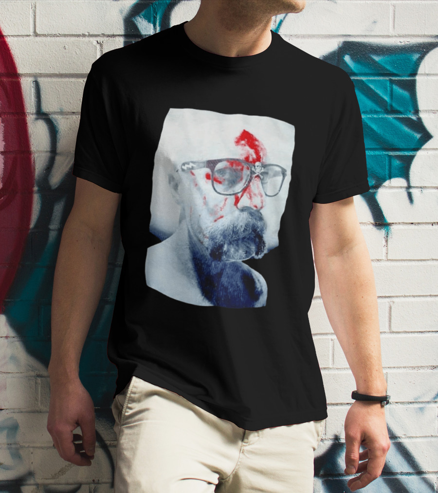 Bald Man With Bloody Beard And Skull Glasses T-Shirt