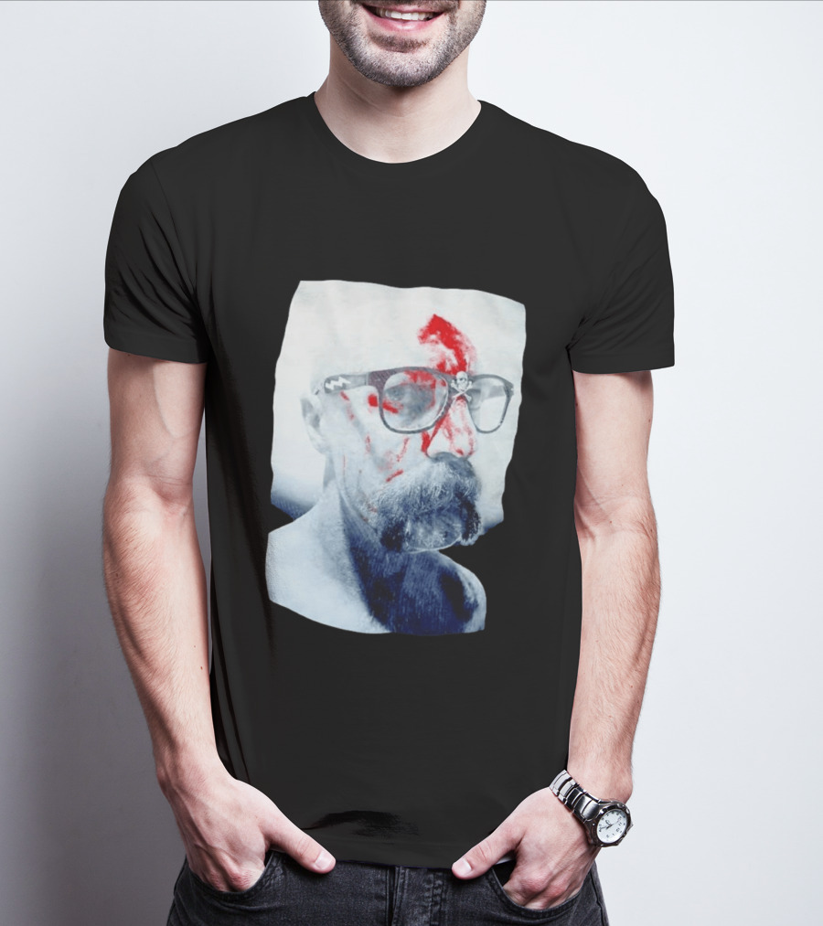 Bald Man With Bloody Beard And Skull Glasses T-Shirt