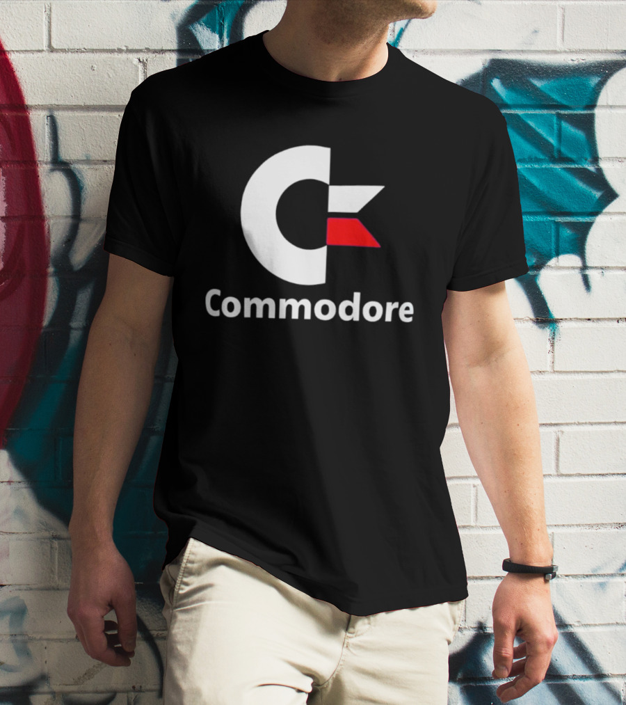 Commodore C Logo Red Accent Retro Computer Brand T-Shirt