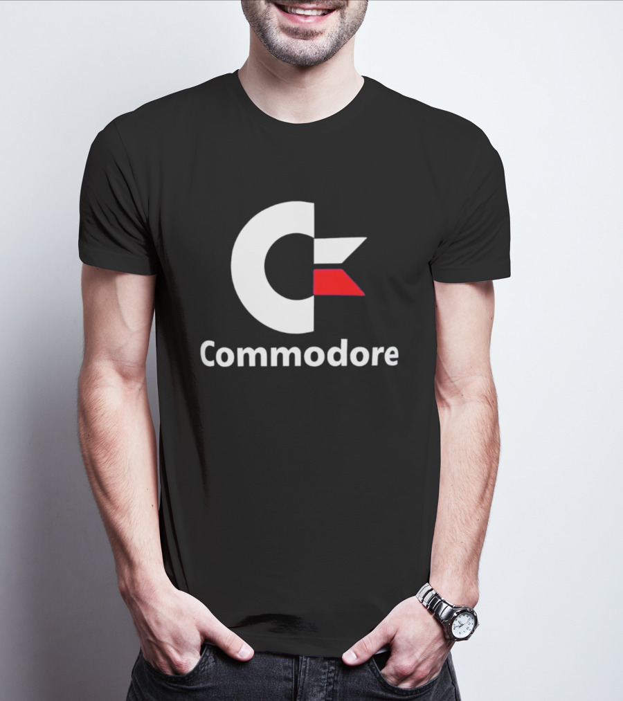 Commodore C Logo Red Accent Retro Computer Brand T-Shirt