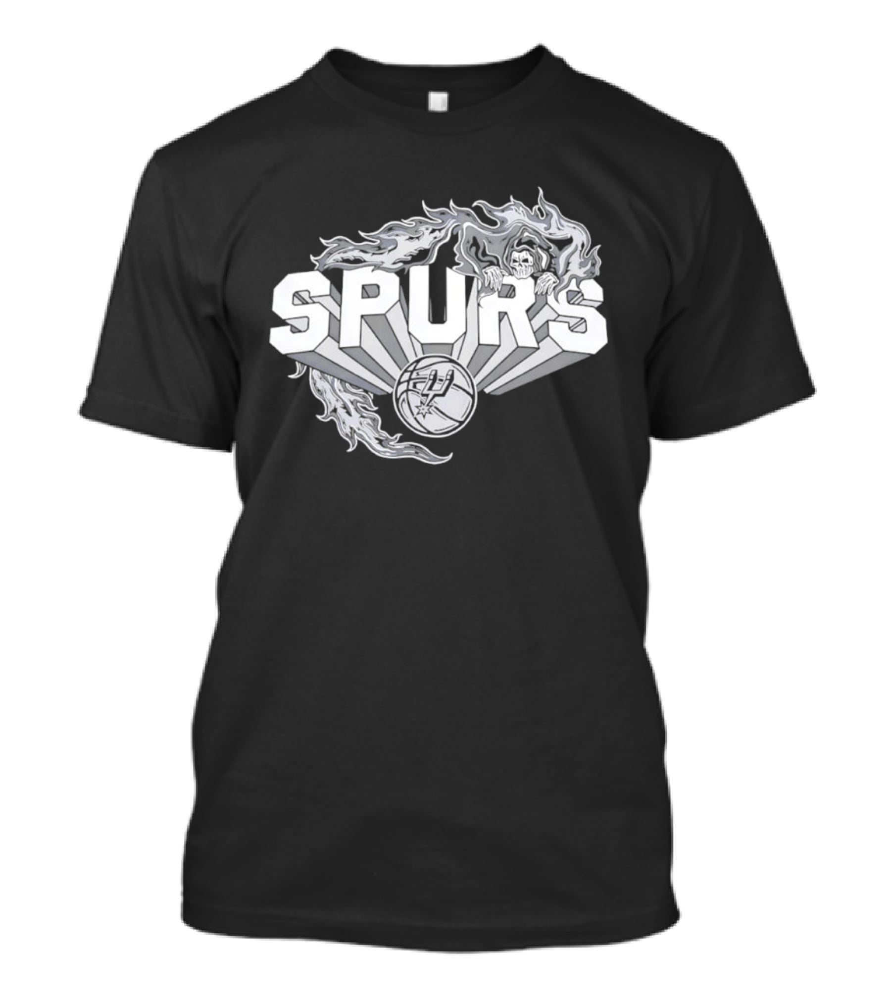 San Antonio Spurs Flaming Skull Grim Reaper NBA Basketball T-Shirt