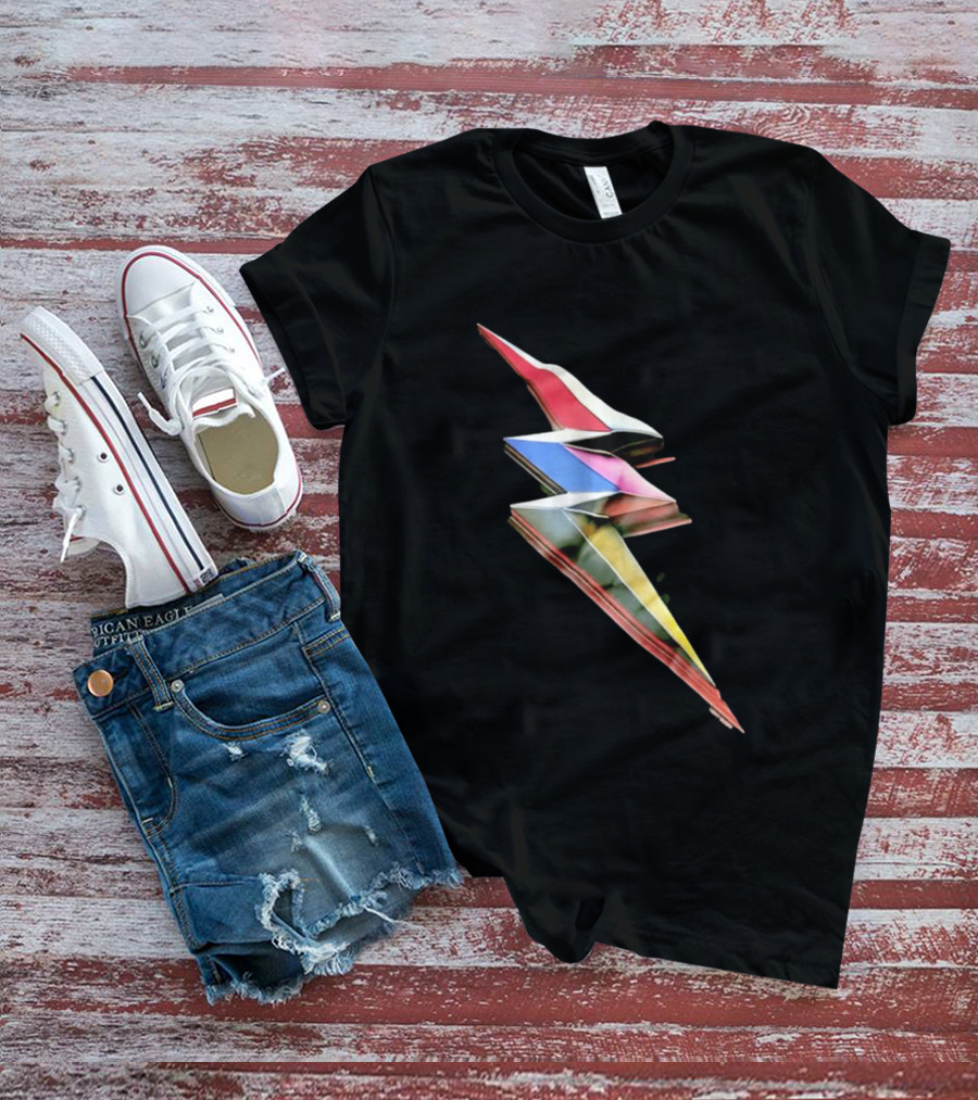 Geometric Prismatic Multicolor Lightning Bolt T-Shirt