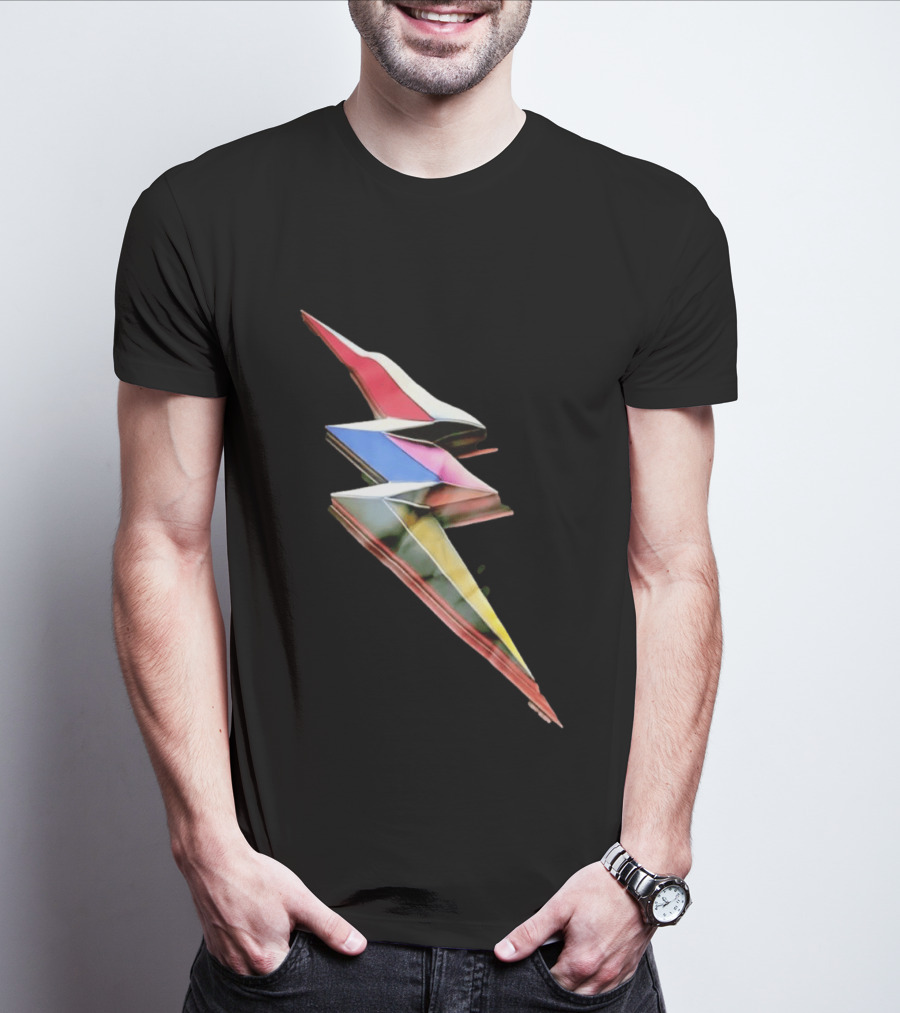 Geometric Prismatic Multicolor Lightning Bolt T-Shirt