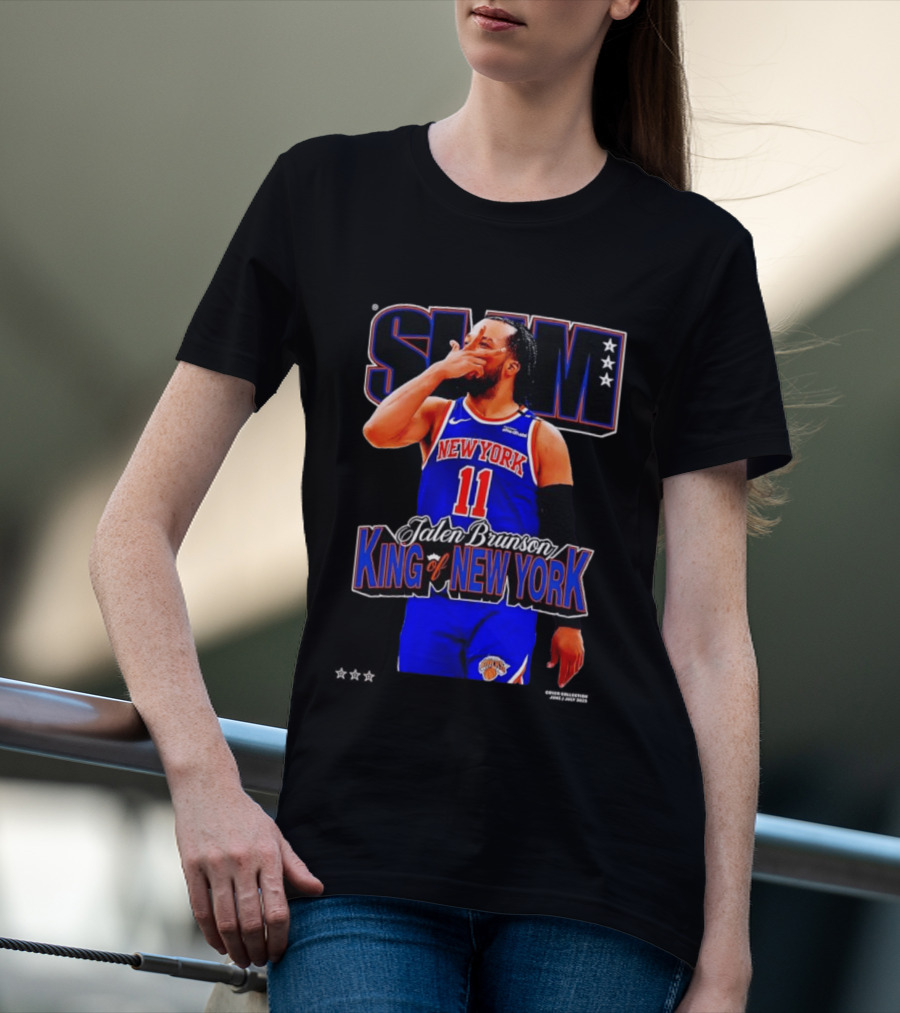 Jalen Brunson King Of New York Knicks NBA SLAM T-Shirt