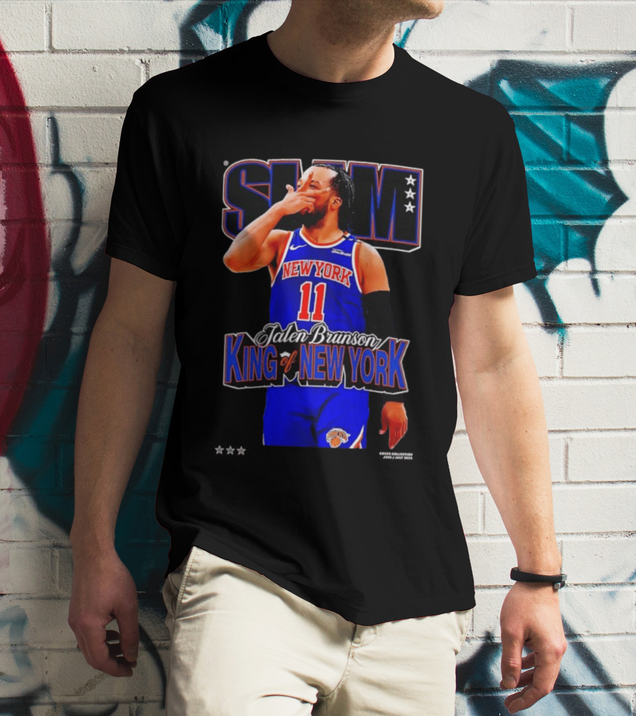 Jalen Brunson King Of New York Knicks NBA SLAM T-Shirt