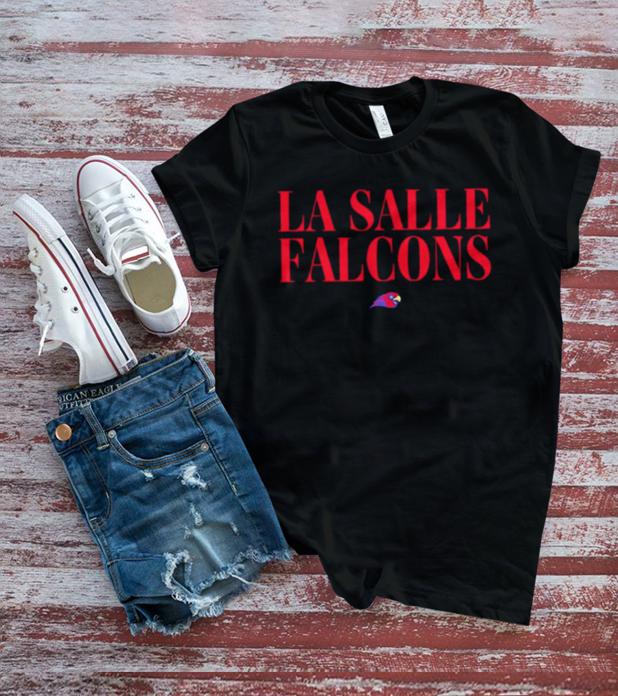 La Salle Falcons Red Text With Falcon Head T-Shirt