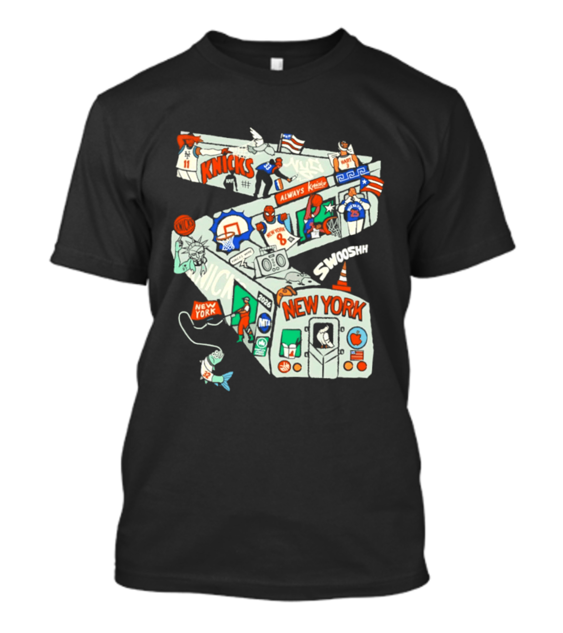 New York Knicks Subway Car Always Slamdunk Basketball City T-Shirt