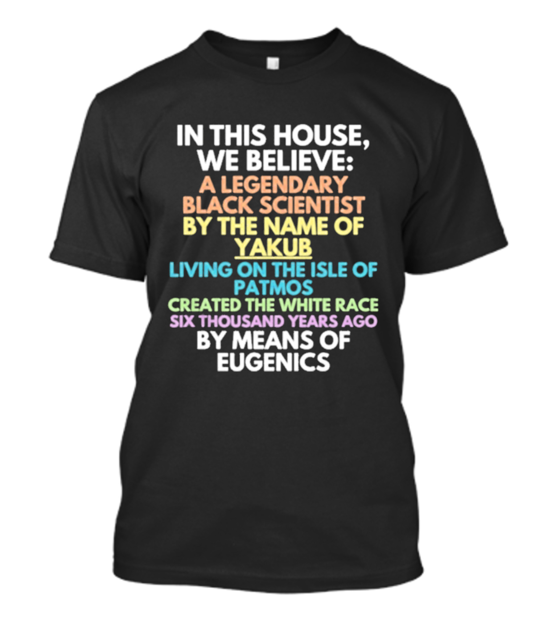 In This House We Believe Yakub Legendary Scientist Isle Of Patmos Eugenics T-Shirt