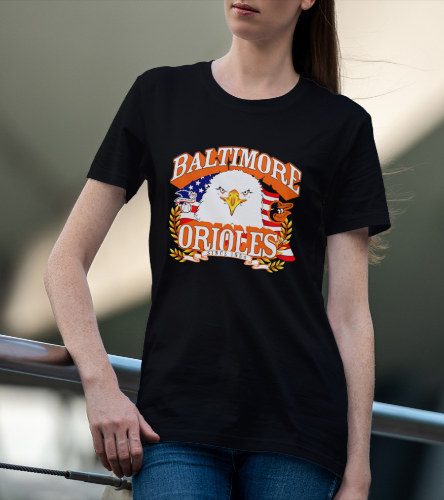 Baltimore Orioles Americana Eagle Logo With USA Flag Celebrating America's 250th Anniversary T-Shirt