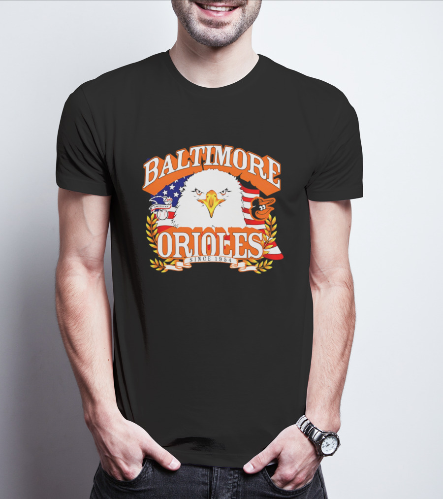 Baltimore Orioles Americana Eagle Logo With USA Flag Celebrating America's 250th Anniversary T-Shirt