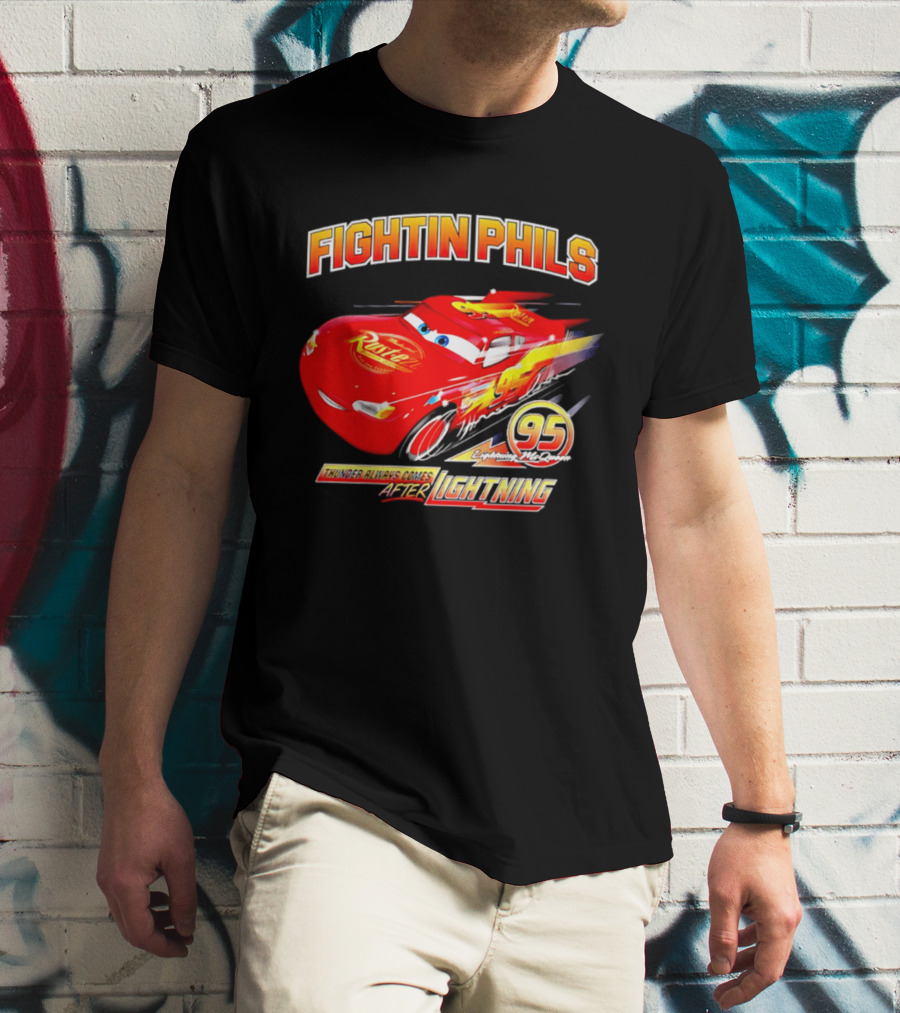 Fightin Phils OT Sports Cars Lightning McQueen Toddler 95 Rust Eze T-Shirt