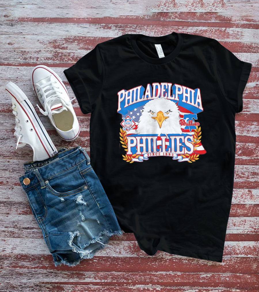 Philadelphia Phillies Eagle Americana Since 1883 National League Flag T-Shirt