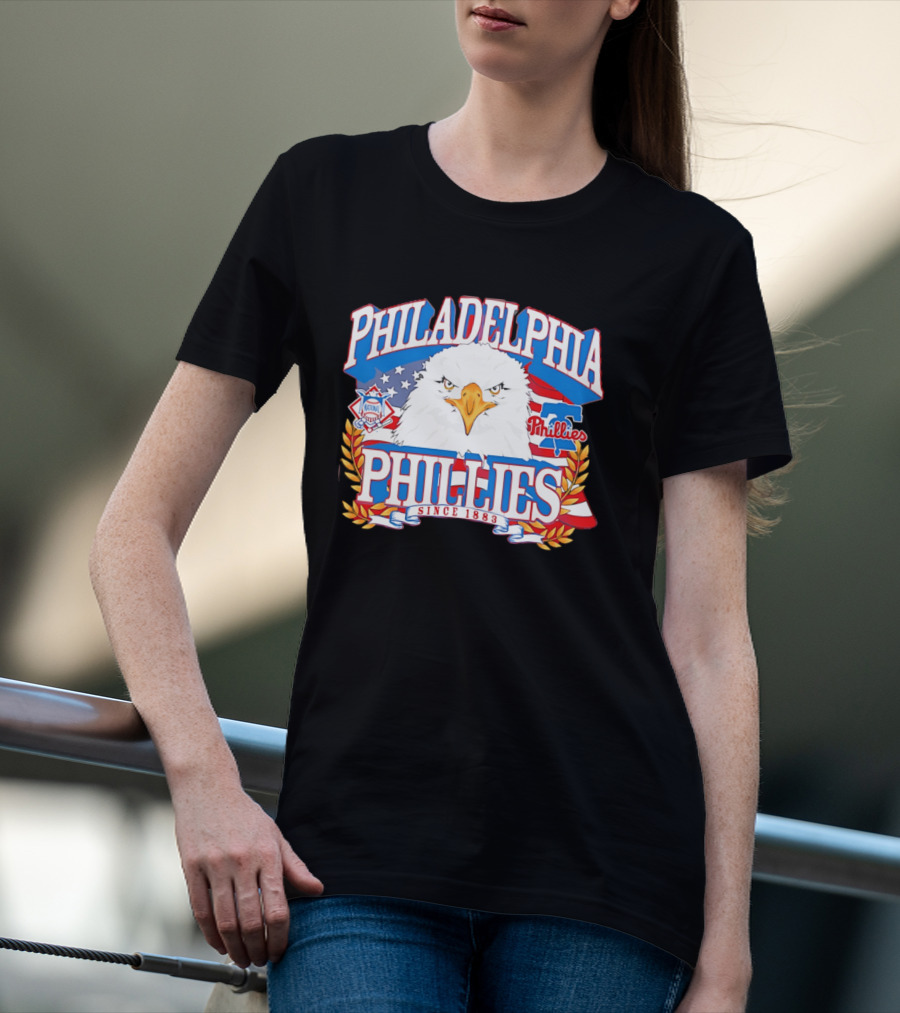Philadelphia Phillies Eagle Americana Since 1883 National League Flag T-Shirt