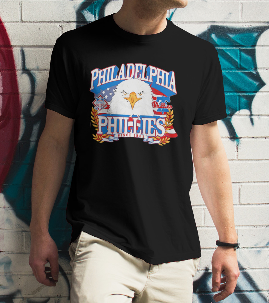 Philadelphia Phillies Eagle Americana Since 1883 National League Flag T-Shirt
