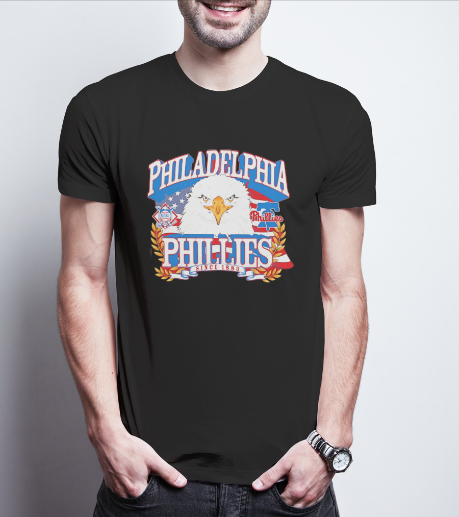 Philadelphia Phillies Eagle Americana Since 1883 National League Flag T-Shirt