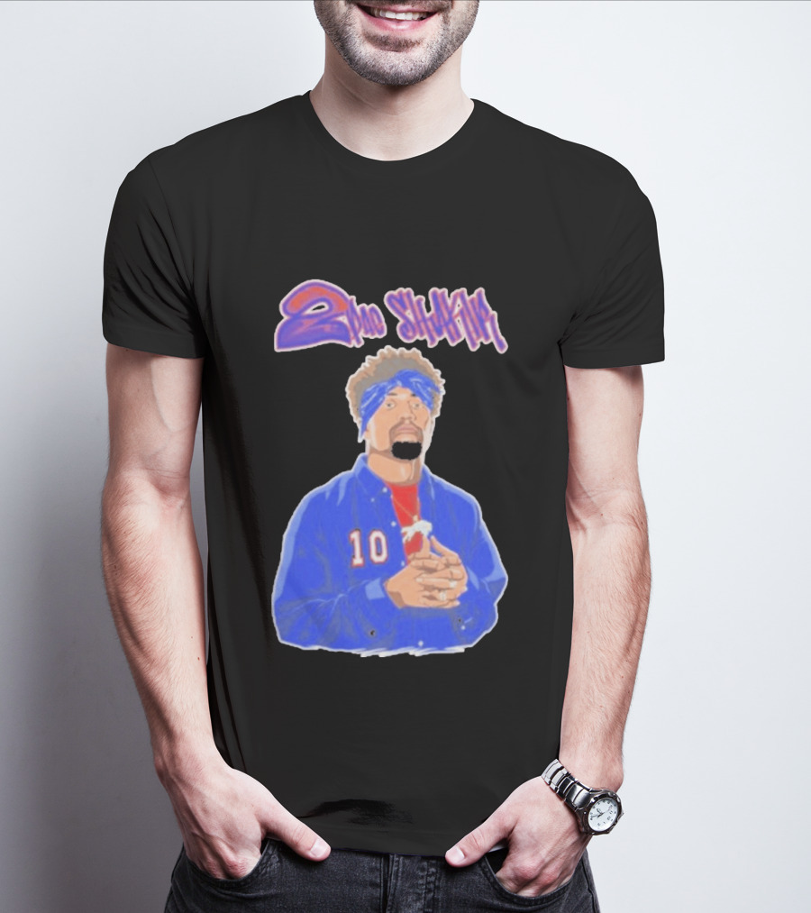 2Pac Shakir Sports Roundtable 10 Blue Bandana T-Shirt