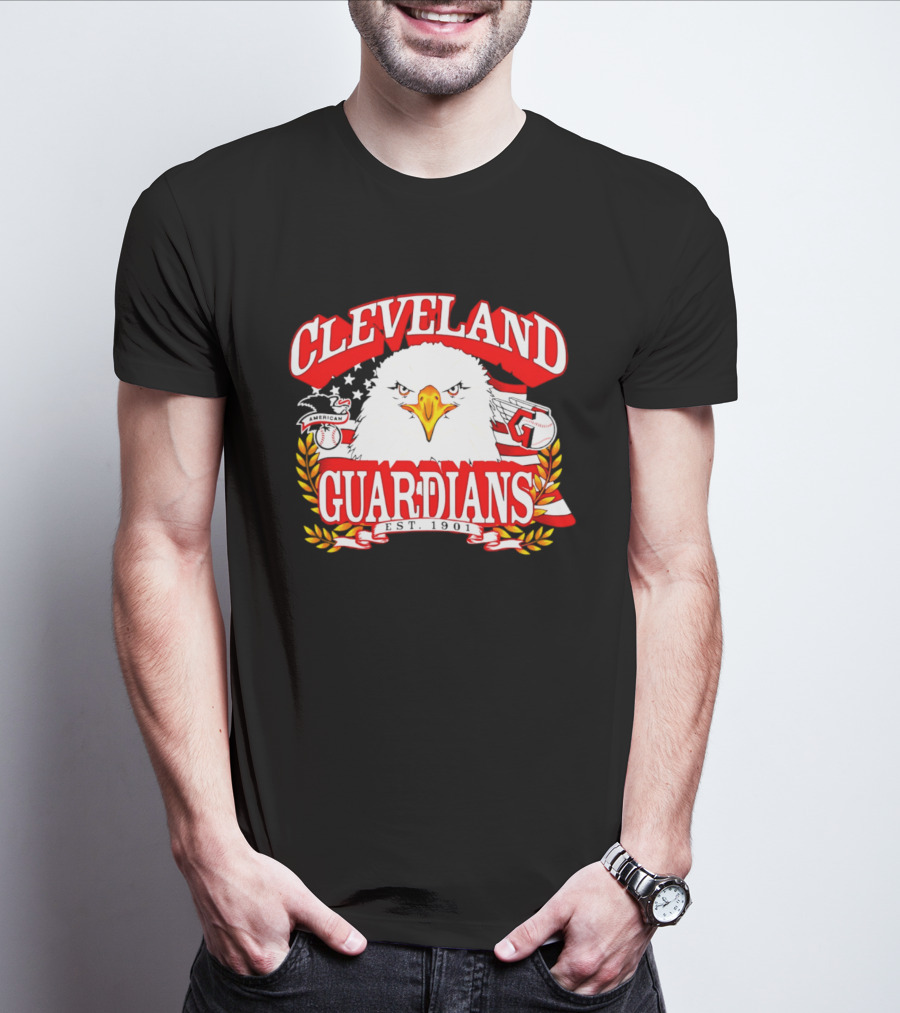 Cleveland Guardians Eagle And Baseball Stars Celebrating America's 250th Anniversary T-Shirt