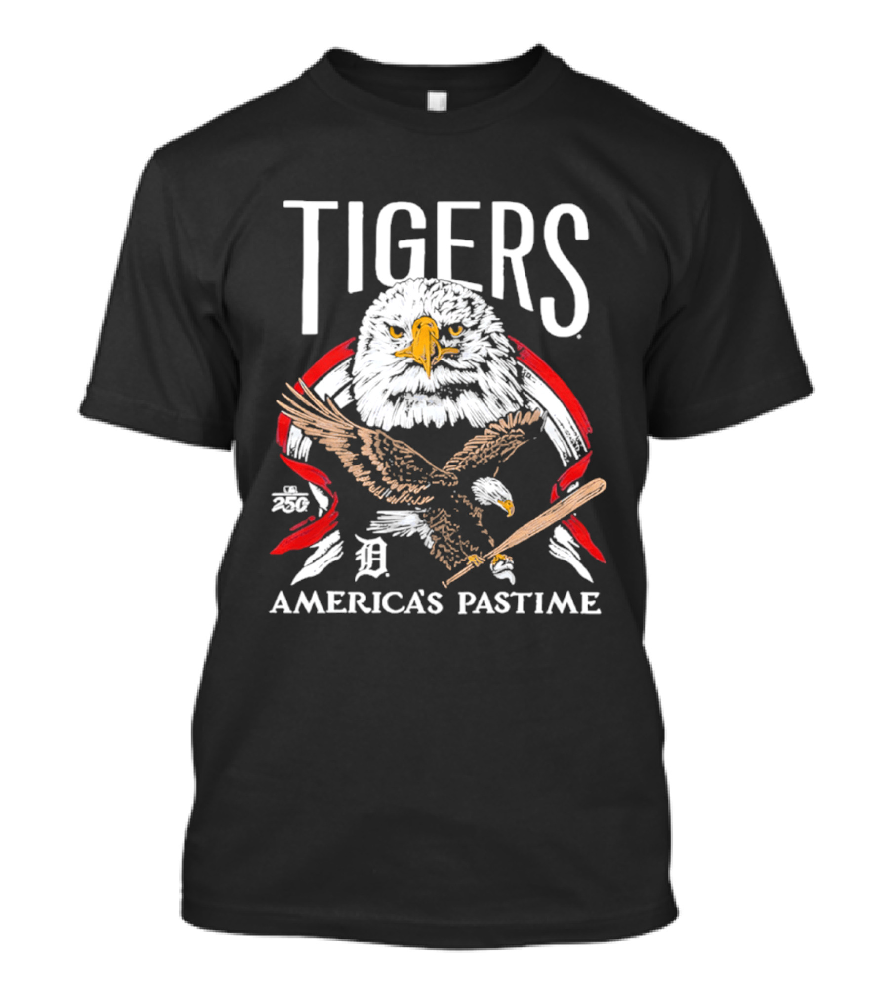 Tigers Eagle America's Pastime Bald Eagle Baseball Bat Iconic 250th Anniversary T-Shirt